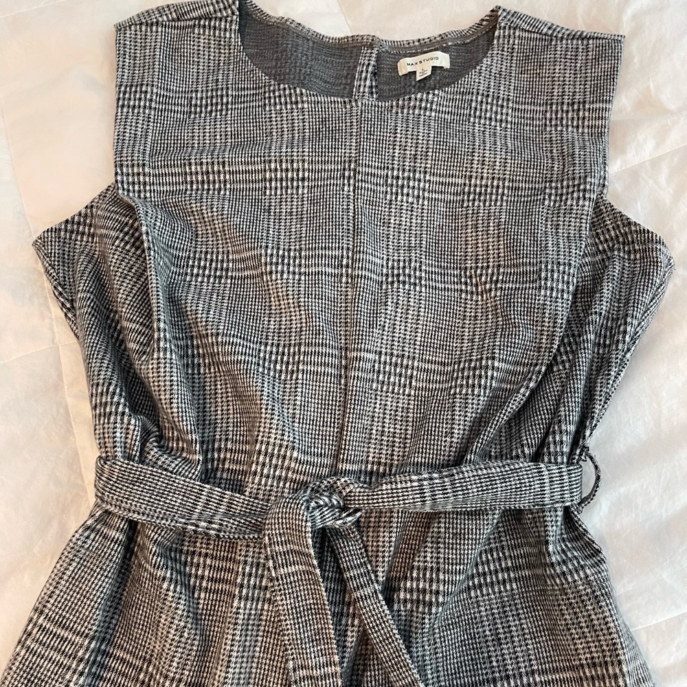 Elegant Black and White Plaid Jumpsuit.